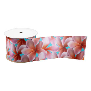 Roze pink Plumeria Tropical Flowers Craft Ribbon Satijnen Lint