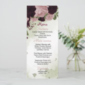 roze pinkbloemen groen huwelijksmenu menu (Staand voorkant)
