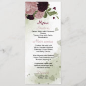 roze pinkbloemen groen huwelijksmenu menu (Voorkant)