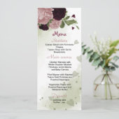 roze pinkbloemen groen huwelijksmenu menu (Staand voorkant)
