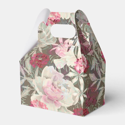 Roze pinkroze roze roze bloem tuinbouquet bedankdoosjes (Voorkant Zijde)