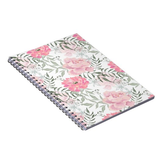 Roze pinkroze roze roze bloem tuinbouquet notitieboek (Rechterzijde)