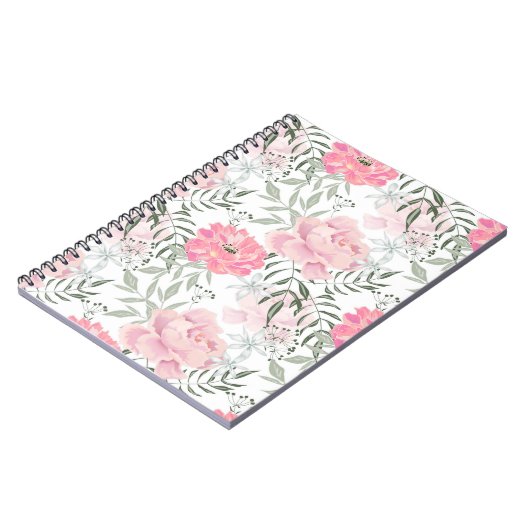 Roze pinkroze roze roze bloem tuinbouquet notitieboek (Linkerzijde)