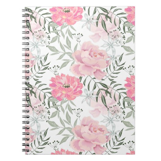 Roze pinkroze roze roze bloem tuinbouquet notitieboek (Voorkant)