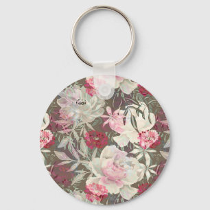 Roze pinkroze roze roze bloem tuinbouquet sleutelhanger