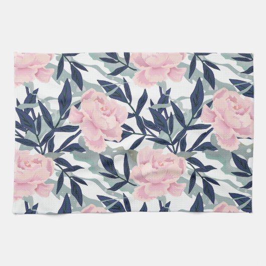 Roze pinkroze roze roze bloem tuinbouquet theedoek (Horizontaal)