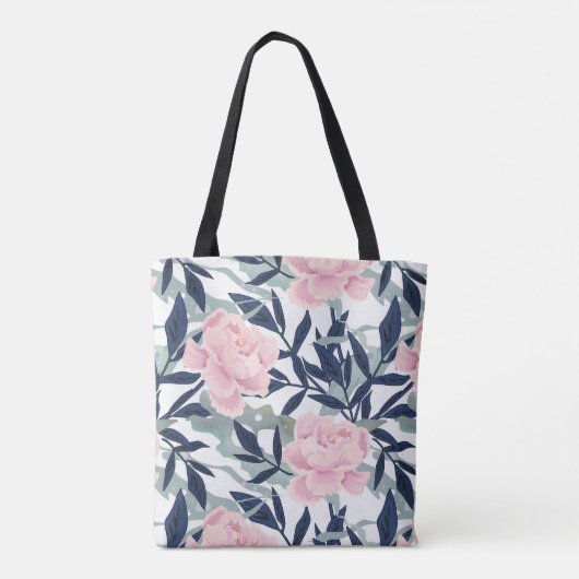 Roze pinkroze roze roze bloem tuinbouquet tote bag (Achterkant)