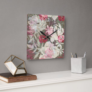 Roze pinkroze roze roze bloem tuinbouquet vierkante klok