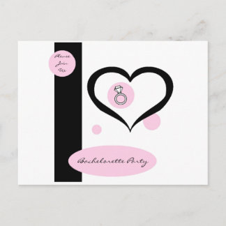 Roze Pinstripe Bachelorette Party Briefkaart