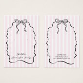 Roze Pinstripe Lint Oorbel Sieraden Display Kaart (Voorkant /achterkant)