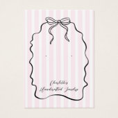 Roze Pinstripe Lint Oorbel Sieraden Display Kaart (Voorkant)
