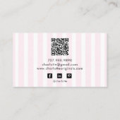 Roze Pinstripe Ribbon Doodle Sieraden Designer Visitekaartje (Achterkant)