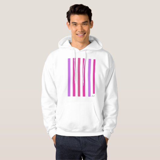 Roze Pinstripe Unisex Pullover Hoodie (Voorkant volledig)