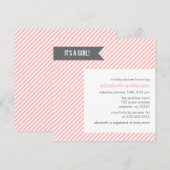 Roze Pinstripes Girl Baby shower Kaart (Voorkant / Achterkant)