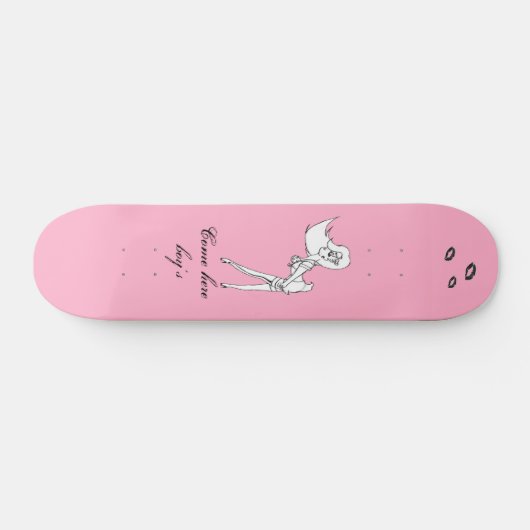 roze pinup 23, aangeraakt, aangeraakt, aangeraakt, skateboard (Horizontaal)