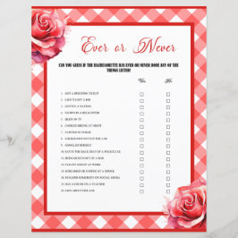Roze Pinup Bachelorette Party Ever or Never Game