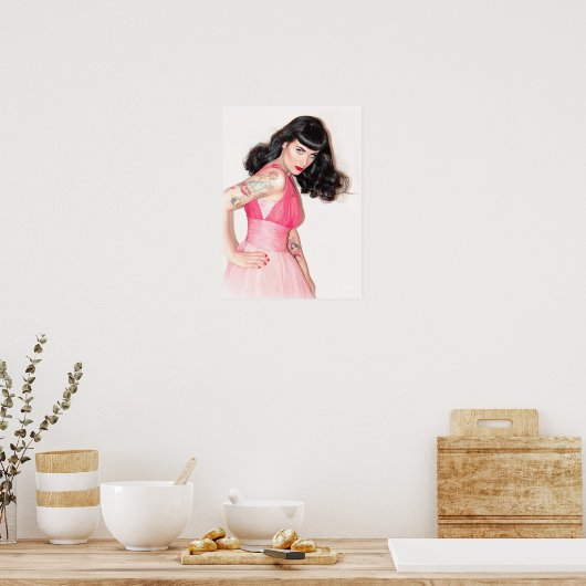Roze Pinup Poster (Keuken)