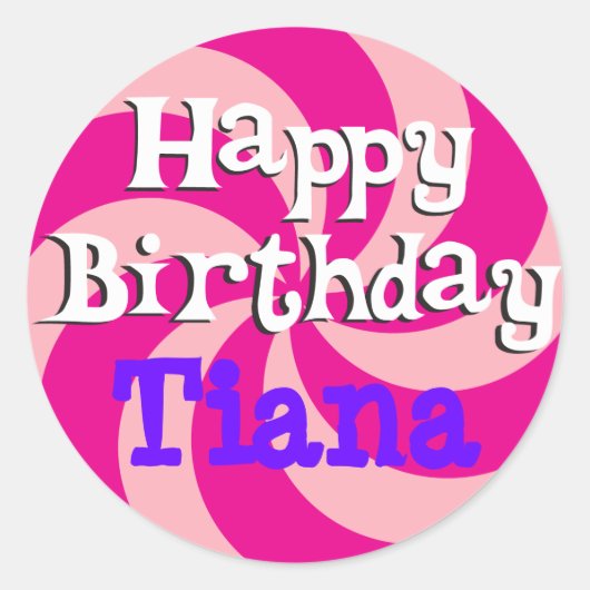 Roze Pinwheel Girly Verjaardags Badge Ronde Sticker (Voorkant)