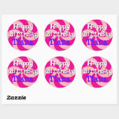 Roze Pinwheel Girly Verjaardags Badge Ronde Sticker (Vel)