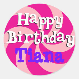 Roze Pinwheel Girly Verjaardags Badge Ronde Sticker