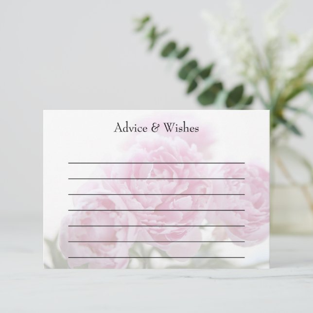 Roze pioen advieskaart (Staand voorkant)