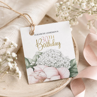 Roze Pioen Bloem 30e Verjaardag Bedankjes Labels