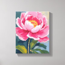 Roze Pioen Bloem Aquarel Schilderij