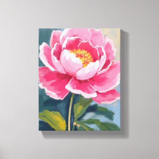 Roze Pioen Bloem Aquarel Schilderij Canvas Afdruk (Voorkant)