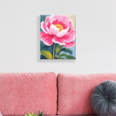 Roze Pioen Bloem Aquarel Schilderij Canvas Afdruk (Insitu (Woonkamer))
