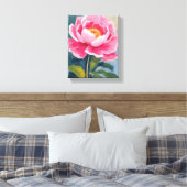 Roze Pioen Bloem Aquarel Schilderij Canvas Afdruk (Insitu (Slaapkamer))