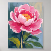 Roze Pioen Bloem Aquarel Schilderij Poster (Voorkant)
