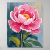 Roze Pioen Bloem Aquarel Schilderij Poster (Voorkant)