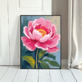 Roze Pioen Bloem Aquarel Schilderij Poster