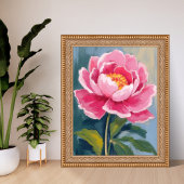 Roze Pioen Bloem Aquarel Schilderij Poster