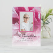 Roze Pioen Bloem Begrafenis Service Programmakaart (Staand voorkant)