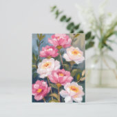 Roze Pioen Bloem Boeket Kaart (Staand voorkant)