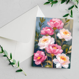 Roze Pioen Bloem Boeket Kaart