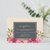 Roze Pioen Bloem Botanisch Ivoren Bruiloft Informatiekaartje (Staand voorkant)
