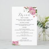 Roze Pioen Bloem Bruiloft Diner Menu (Staand voorkant)