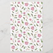 Roze Pioen Bloem Bruiloft Diner Menu (Achterkant)