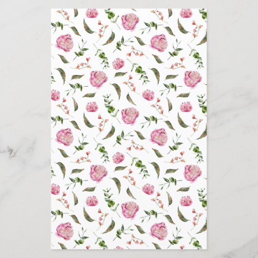 Roze Pioen Bloem Bruiloft Diner Menu (Achterkant)