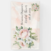 Roze Pioen Bloem Bruiloft Spandoek (Verticaal)