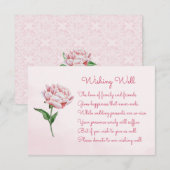 Roze Pioen Bloem Bruiloft Wishing Well Kaarten (Voorkant / Achterkant)