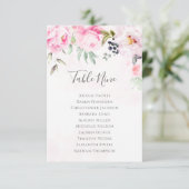 Roze Pioen Bloem Bruiloft Zitplaats Grafiek Tafel (Staand voorkant)