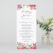 Roze Pioen Bloem Bruiloftsmenu Menu (Staand voorkant)