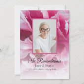 Roze Pioen Bloem Dood Jubileum Memorial Kaart (Voorkant)