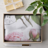 Roze Pioen Bloem Dragonfly Franse Postmark Craft Tissuepapier (Geschenk)