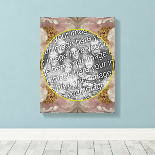 Roze Pioen Bloem Frame Maak Je Eigen Foto Canvas Afdruk (Insitu (Houten vloer))