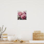 Roze Pioen Bloem Kunstprint Poster (Keuken)