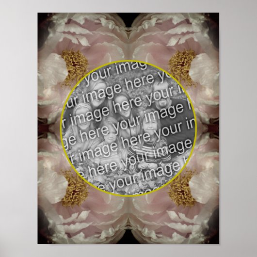 Roze Pioen Bloem Lijst Creëer Uw Eigen Foto Poster (Voorkant)